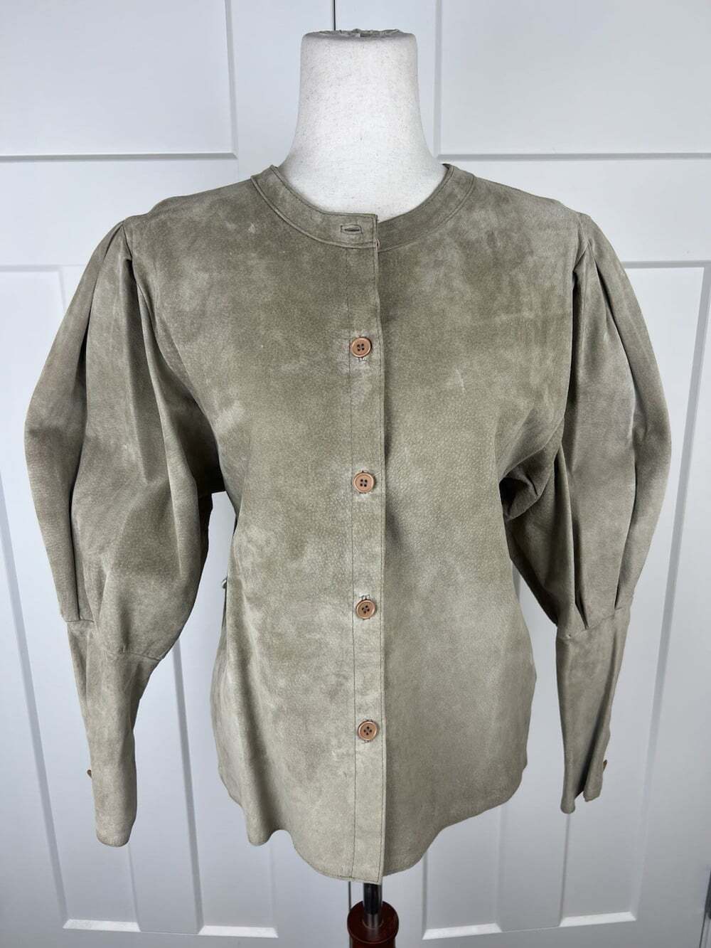 Vintage IRKA Genuine Suede Leather Balloon Sleeve Blouse Jacket Avant Garde